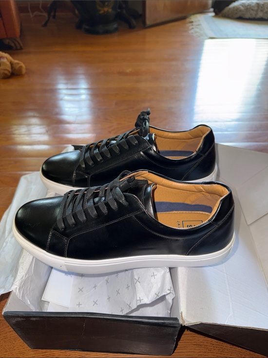 Jaxson Other - Men's Black Low-Top Leather Sneakers with White Sole